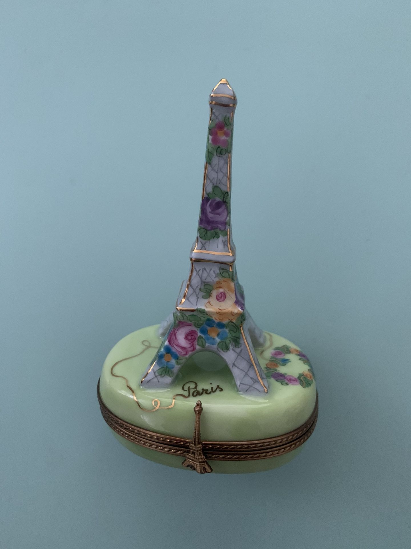 RARE S&D Peint Main Limoges France Eiffel Tower Trinket Box