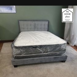Brand New Queen Bed Frame With Mattress & Box Spring For ONLY $349 🚨 Ready For Delivery TODAY 🚛