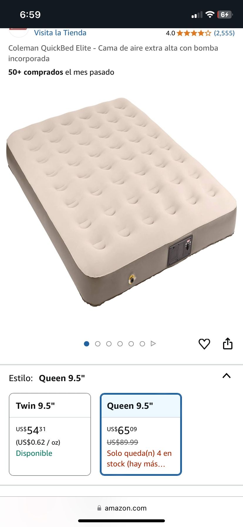 Coleman Auto Inflate Queen Air Mattress.