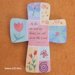 Decorative Wooden Cross Wall Plaque Joshua 24:15