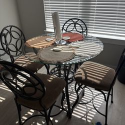 Glass Table with Four Chairs - Very Mild Wear 