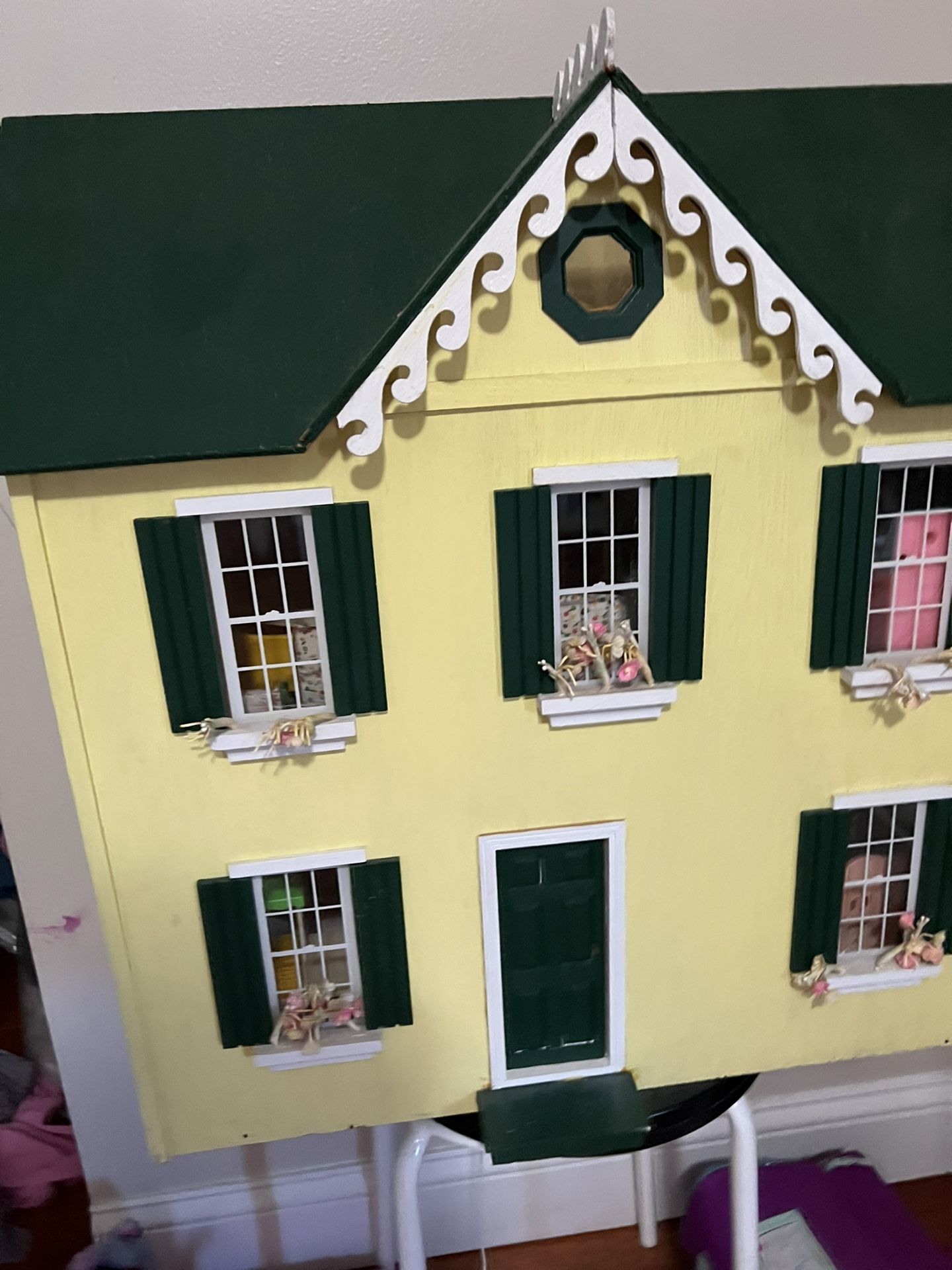 Wooden custom made antique doll house - more furniture 