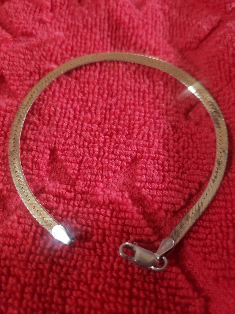 Women's Sterling Silver Gold Plated Herringbone Bracelet