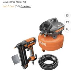 RIDGID 6 Gal. Electric Pancake Air Compressor Pneumatic 18-Gauge Brad Nailer Kit