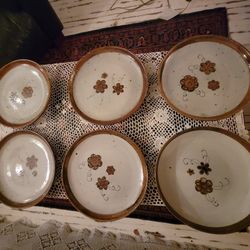 Vintage Boho Bohemian MCM Mid-century Floral Plates