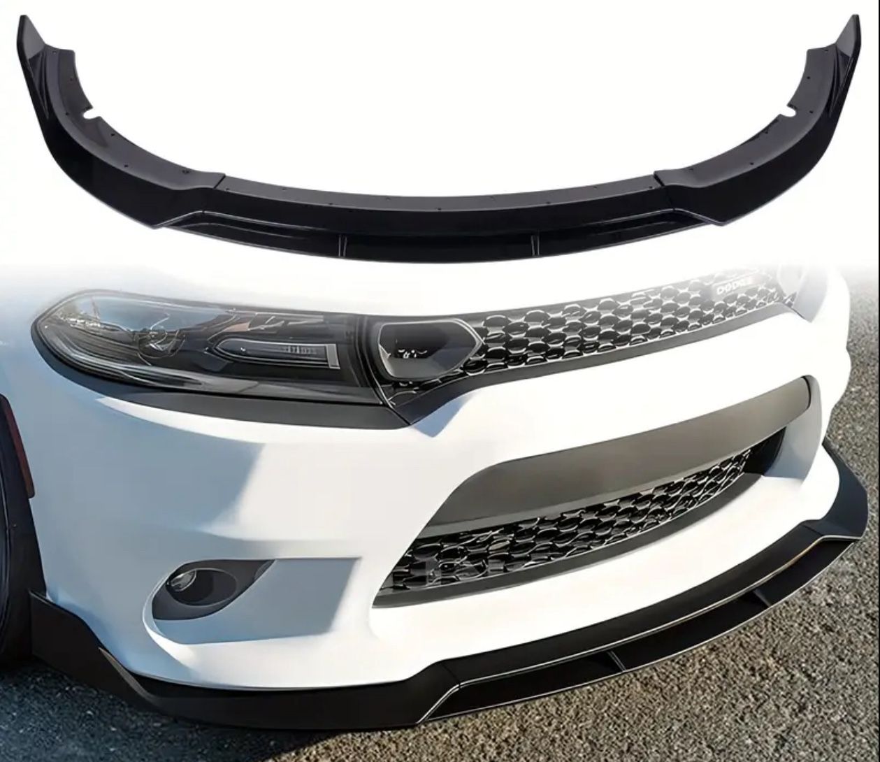 Dodge Charger 2015-2023 black Front Lip Splitter Spoiler SRT-Style