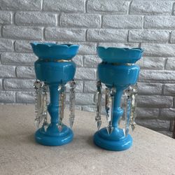 Vintage Luster Lamp Candelabras 