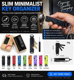 Compact Key Organizer – Slim, Quiet & Lightweight | Holds 2–5 Keys