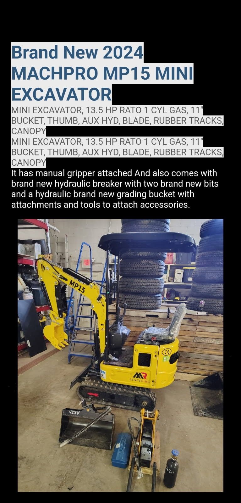 2024 MACHPRO MP15 MINI EXCAVATOR & Attachments