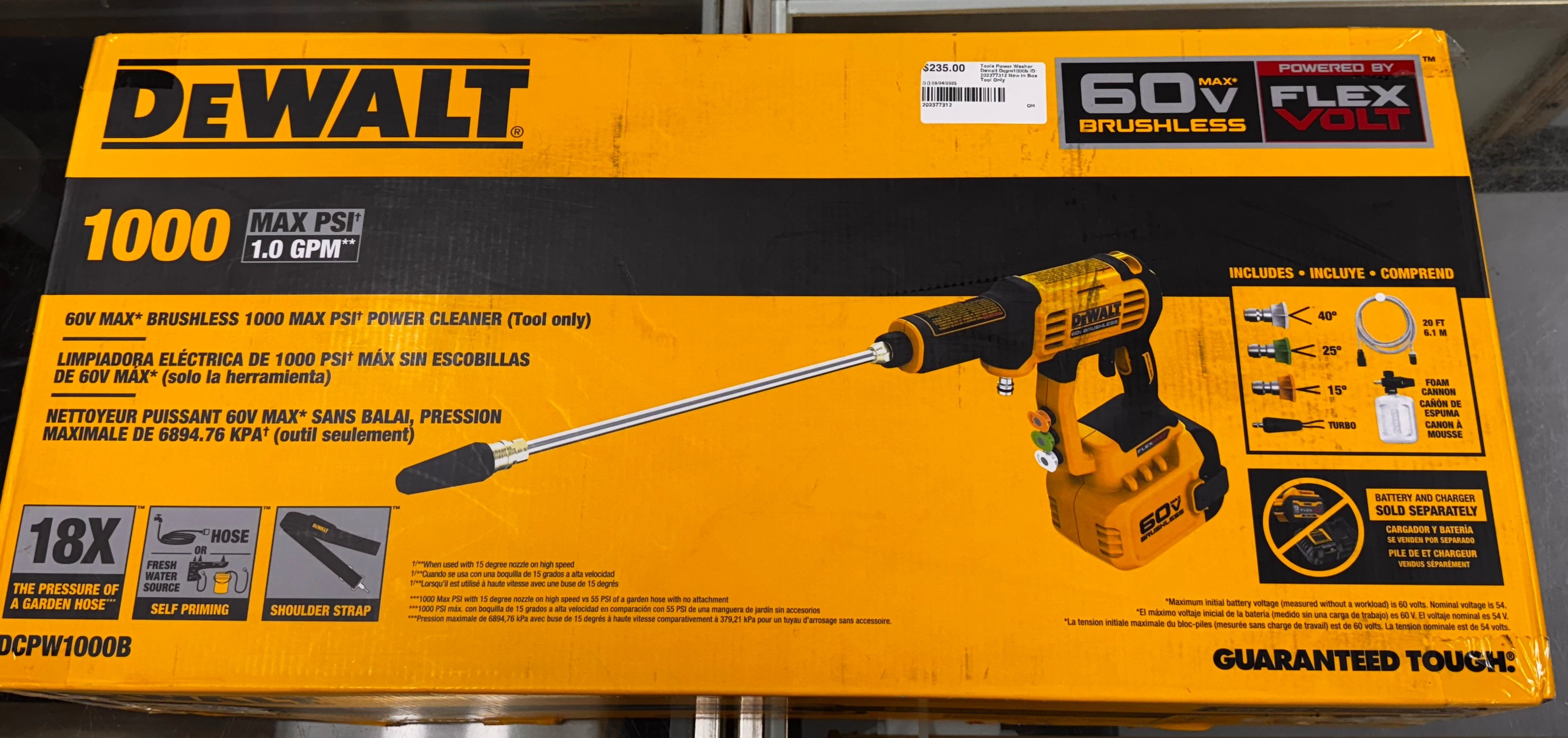 DEWALT Cordless Pressure Washers 1000-PSI 1.0-GPM FLEXVOLT 60V MAX (Tool Only)