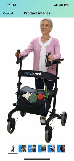 MUST SELL ALLVIBRANT Upright Walker for Seniors Lightweight Stand Up Rollator w/ Seat and Armrests , Easy Folding w/ Extra Wide