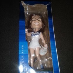 New In Box Dodgers SGA Billie Jean King Dodgers Bobblehead Box Is Ripped On Top But The Bobblehead Is In Great Condition 