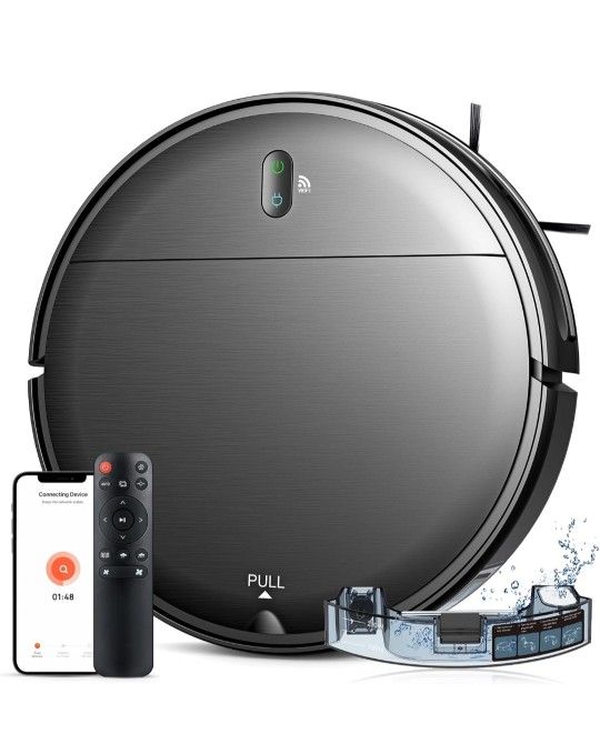 Robot Vacuum and Mop Combo, WiFi/App/Alexa, Robotic Vacuum Cleaner with Schedule, 2 in 1 Mopping Robot Vacuum with Watertank and Dustbin, Self-Chargin