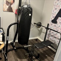 Punching  Bag And Weight Bench 