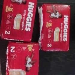 Lot Of 3 Packs Of Huggies Size 2 Diapers
