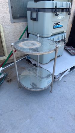 Two-Tier Glass & Metal Accent Table — $20 OBO