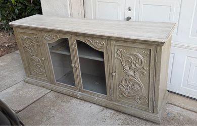 Ornate Farmhouse TV Console / Media Cabinet