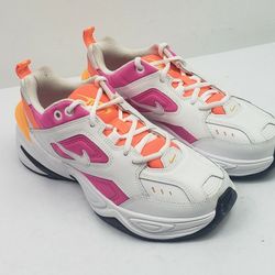 Nike M2K Tekno Womens 7.5 Fashion Sneakers White Hot Pink Neon Orange