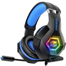 OZEINO Gaming Headset PS5 PS4 Headset with 7.1 Surround Sound, Gaming Headphones with Noise Cancelling Flexible Mic RGB LED Lig
