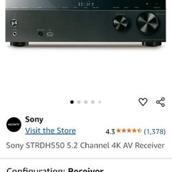 Sony STR-DH550 AV Receiver And Remote Control 
