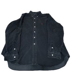 Vintage Polo Ralph Lauren Men's Size XXL Corduroy Shirt Cotton Black Made in USA