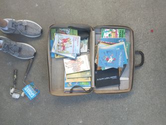 Old Suitcase Full Of Old Children's Books Counted 34 Books Vintage 