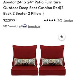 PATIO CUSHIONS 24X24 BACK SEAT AND SEAT