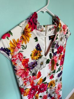 Alexia Admor Ivory Floral Katrina Scuba Midi Dress Size M
