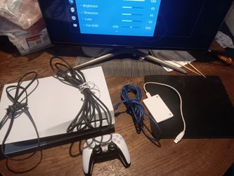 PS5, TV, Cords, 2TB Drive, Dualsense Controller