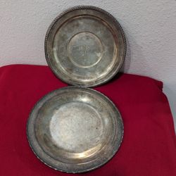 Antique Sterling Silver Platter Trays Plates set of Two
