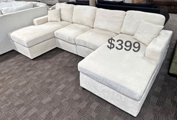 ✅ On Sale! $399 No Tax U Shape Sectional Sofa, Sectional W/ Double Chaise Brand New