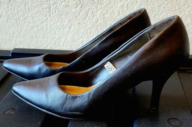 Dark Brown Faux Leather Pointed-Toe Heels