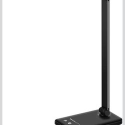 White crown LED Desk Lamp Dimmable Table Lamp Reading Lamp with USB Charging Port, 5 Lighting Modes, Sensitive Control, 30/60 Minutes Timer (Black, Fi