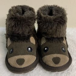 EMU AUSTRALIA toddler girl size 12 month Brown Bear deluxe faux fur wool lined bootie boots with hard sole and Velcro closure - worn once indoors - li