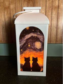 Solar Lantern With UV Printed Cats And Starry Night Pictures