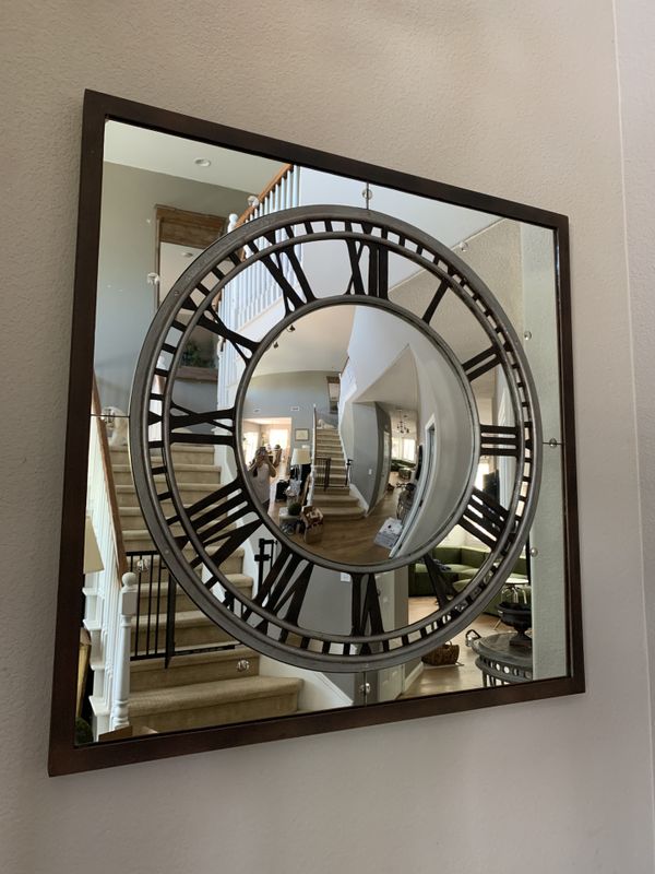Restoration Hardware Stunning Dramatic Convex Clock Mirror *Firm for