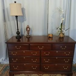 Beautiful Solid Wood Mahogany Tripple Dresser By Link Taylor  57x19x34tall 
