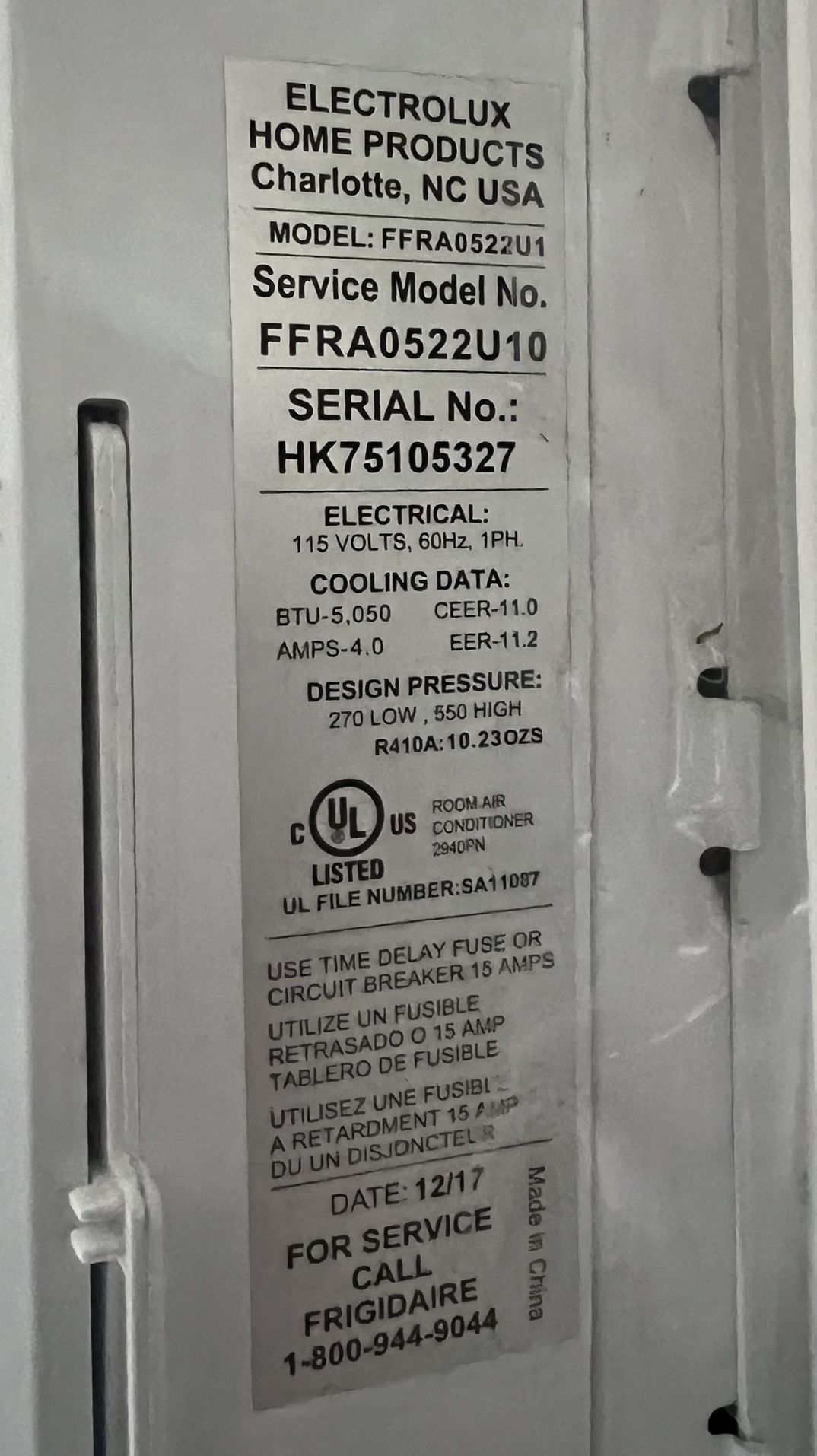 Frigidaire 5000 BTU Air Conditioner WITH Remote! Works Perfectly!!