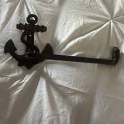 Cast Iron Metal Anchor Nautical Sailer Toilet Paper Holder Arm. 