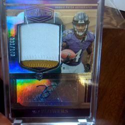 2023 Panini Plates&Patches- Rookie 3C Patch Autographs Purple #RPA-9 Zay Flowers 91/149