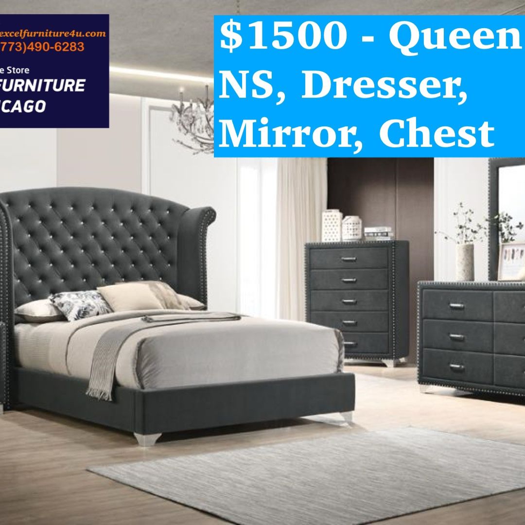 Brand New 5PC Grey Queen Size Bedroom Set 