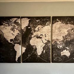 Canvas Push Pin World Map