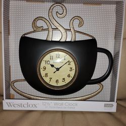 Wall Clock Coffee Cup Theme! Westclox Brand! New!!!! 