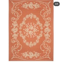 ✨️ R21#12 /13  Safavieh Courtyard Terracotta/Natural 5 ft. x 8 ft. Floral Indoor/Outdoor Area Rug 📍MA1
