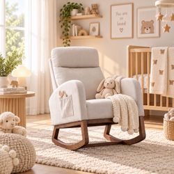 Beige Linen comfortable rocking chair [NEW]