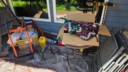FREE Patio table and chairs, dolly, swing, bench, towels, and more