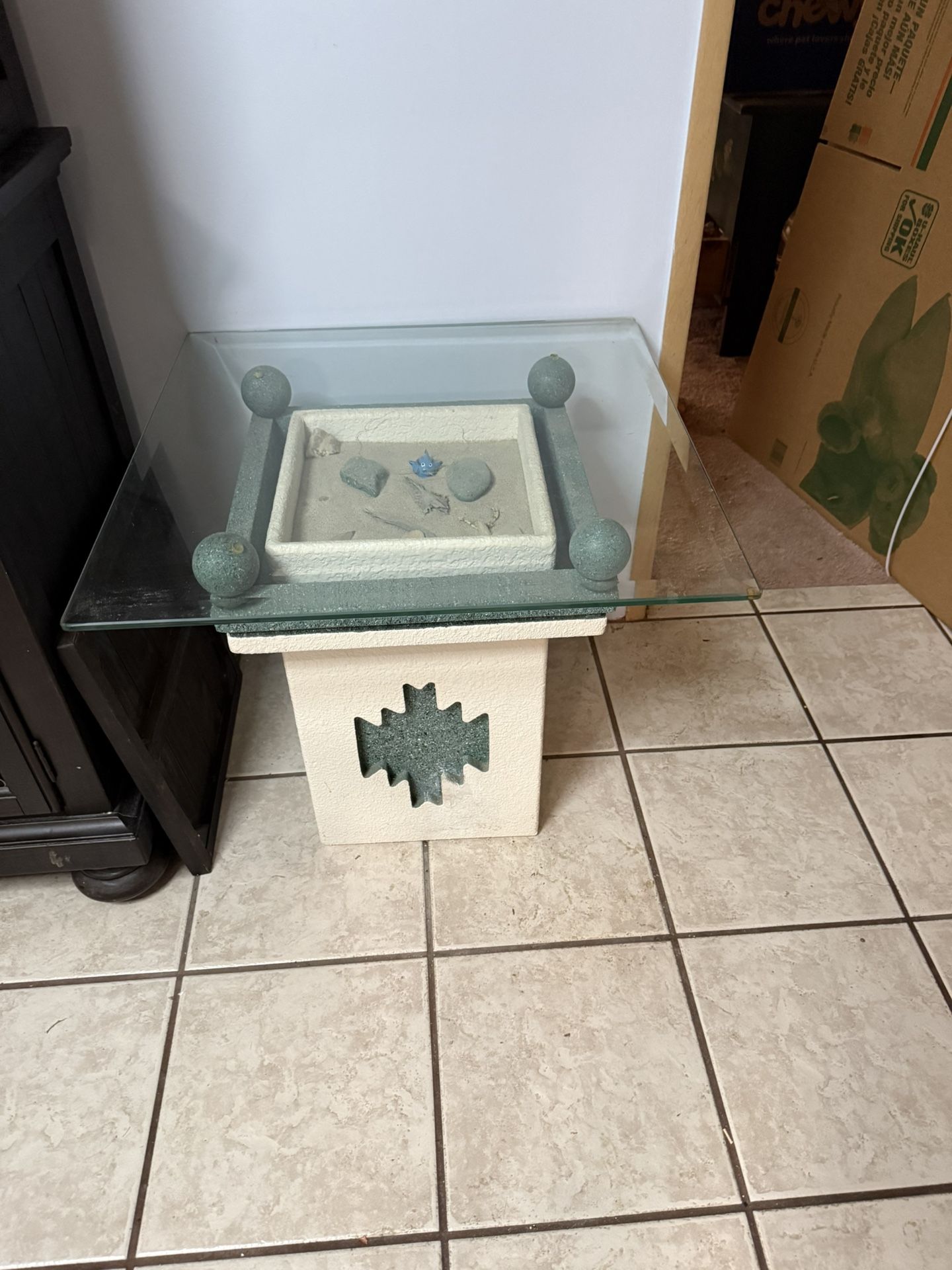 Southwestern glass table side table