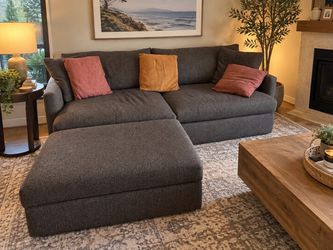 Crate and Barrel Lounge Sofa with Chaise Ottoman