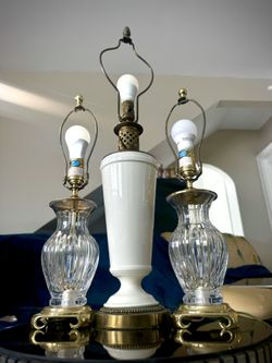 Decorative Vintage Lamps – Glass & Ceramic Base – 3 Piece Set -