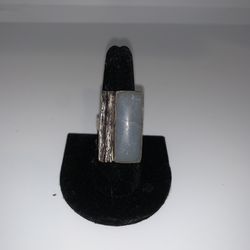 90s Vintage Silver Angelite Ring Size 8.5 